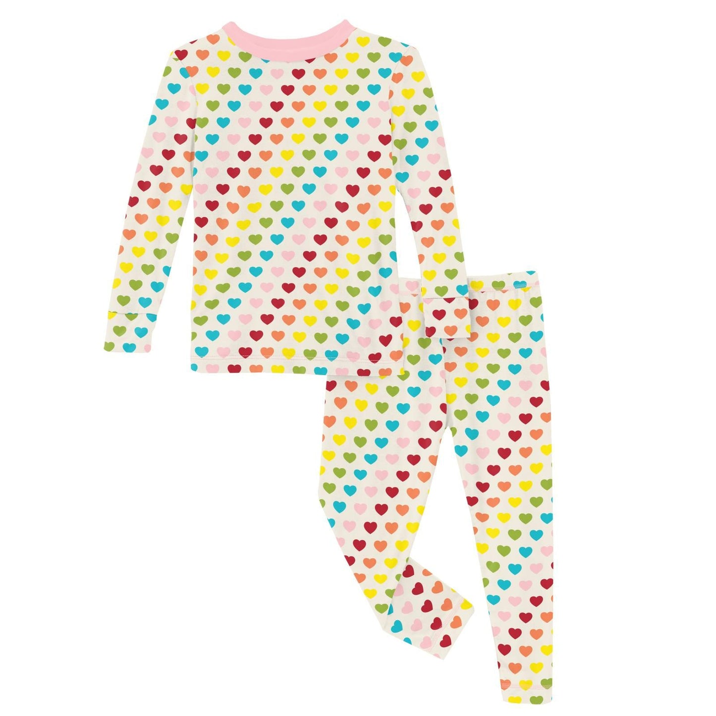 2 Piece Pajama Set (Long Sleeve) - Rainbow Hearts