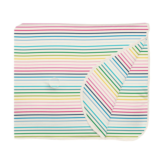 Fluffle Throw Blanket with Embroidery - Happy Stripe