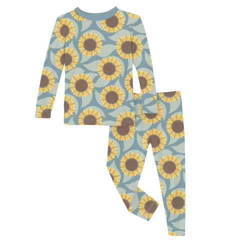 2 Piece Pajama Set (Long Sleeve) - Stormy Sea Sunflower
