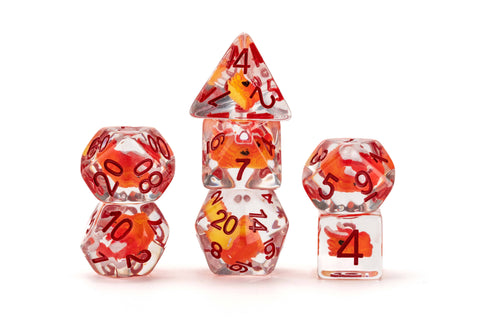 Dragon Storm Inclusion Resin Dice Set - Red Dragon