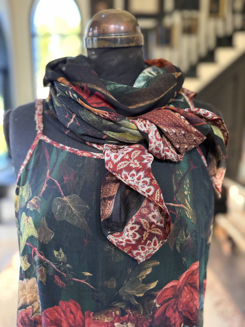 Bohemian Scarf - Solstice with Persephone, Florals, Moon & Owl