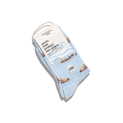 Kids Socks that Protect Sea Otters - Blue