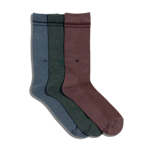 Comfort Crew Socks that Protect National Parks - Blue/Brown (3pk)