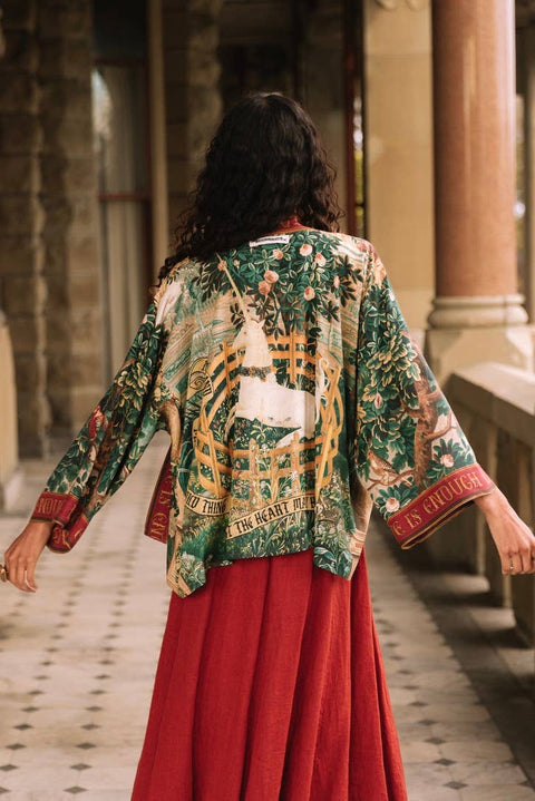 Pixie Duster Crop Kimono - Wildheart wtih Unicorn & Castle