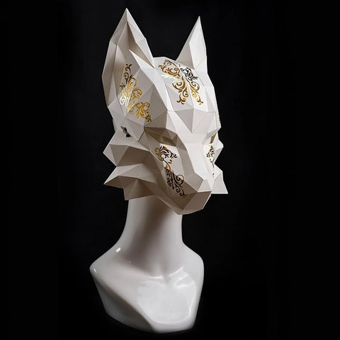 3D Papercraft - Futuristic Fox Mask: White