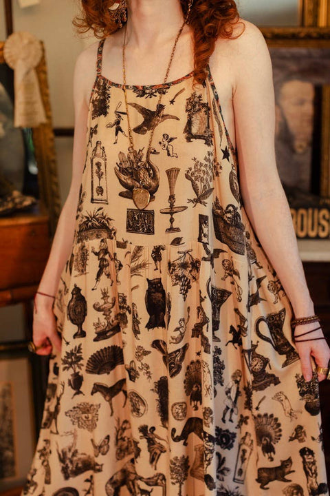 Bohéme Maxi Slip Dress - Curiosities w/ whimiscal print