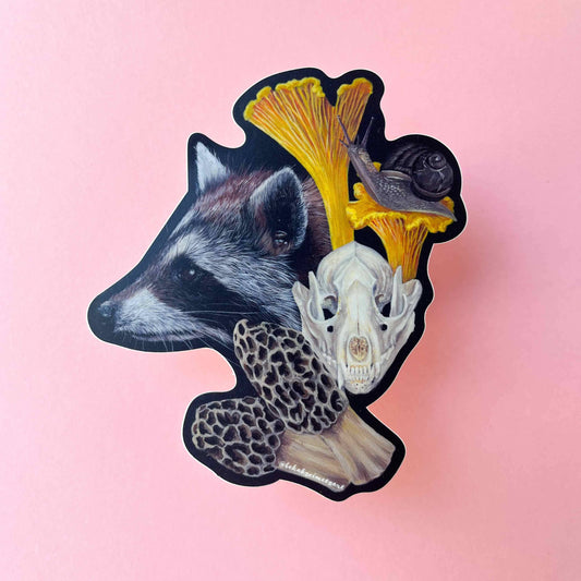 Sticker - Raccoon + Mushroom + Skull