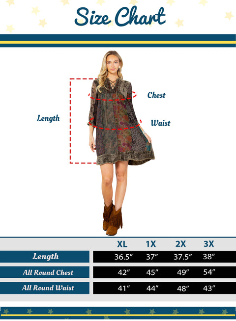 Chic Bohemian Stone-Washed Babydoll Dress - Gravel (Plus Size)