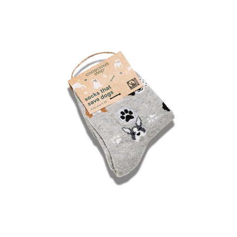 Kids Socks that Save Dogs - Gray Dogs