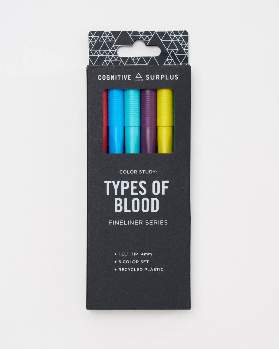 Fineliner Pens (6 Pack) - Blood Types