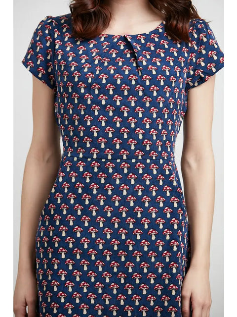 Dress - Blue Mushroom Corduroy With Pockets
