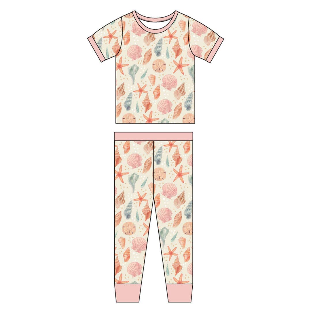 2 Piece Pajamas (Short Sleeve) - Sandy Seashells