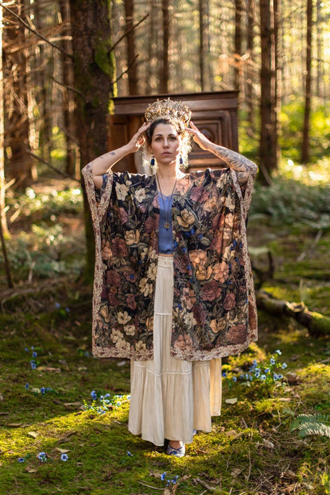 Bohemian Goddess Starduster Kimono - Lionheart with Botanicals