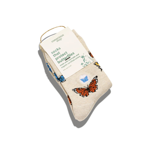 Kids Socks that Protect Butterflies - Beige