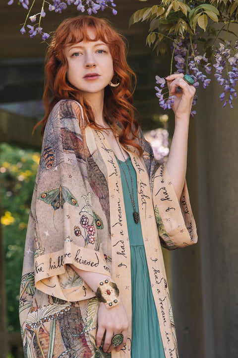 Opera Duster Kimono Robe - Lovelight with Woodland Deer & Swallow