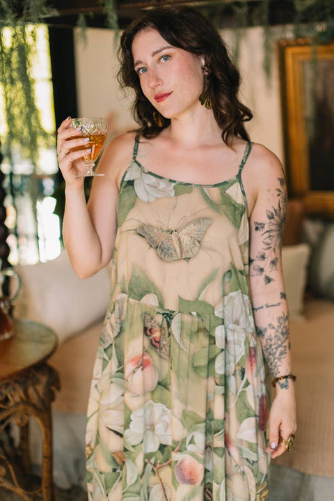 Bohéme Long Maxi Slip Dress - Fleur De Soleil with Florals