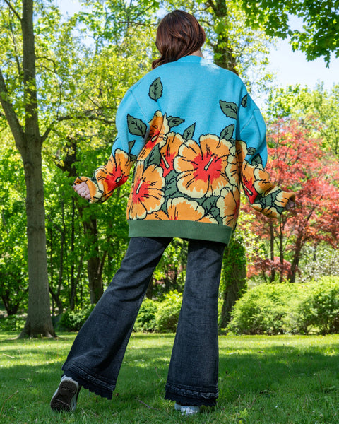 Cardigan - Orange Hibiscus