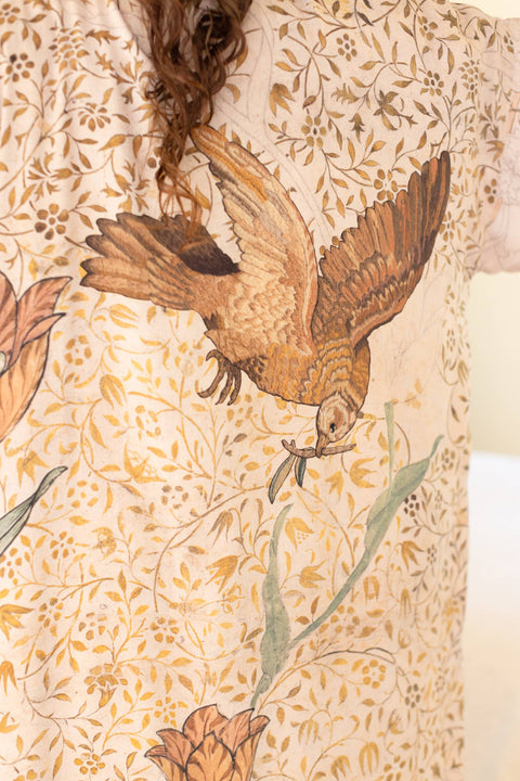 Opera Bamboo Floral Bird Kimono Duster Robe - Folklore