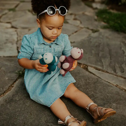 Organic Yarn Rattle - Purple Dino Steggy