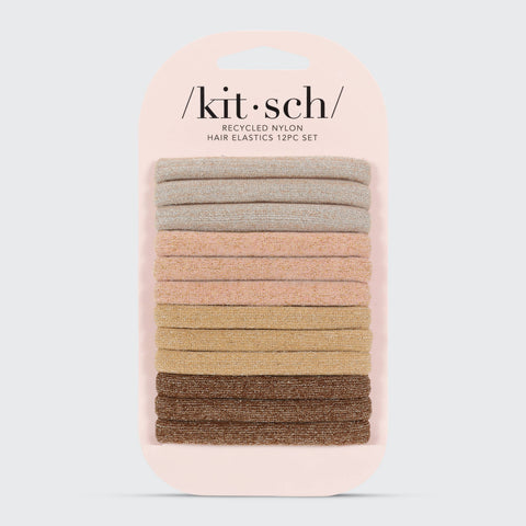 Medium Elastics 12pc - Neutral (Recycled Nylon Glitter)