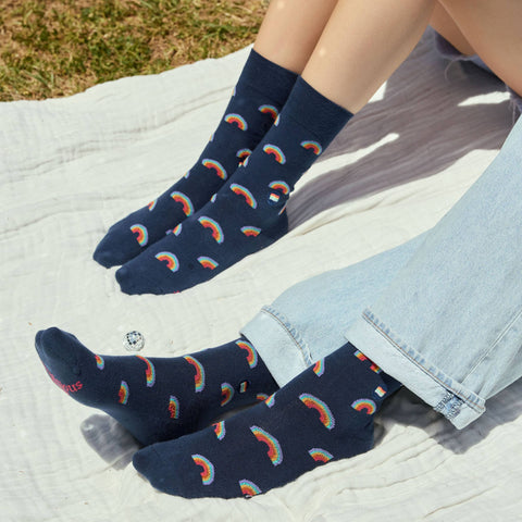Socks that Save LGBTQ Lives - Navy Rainbows