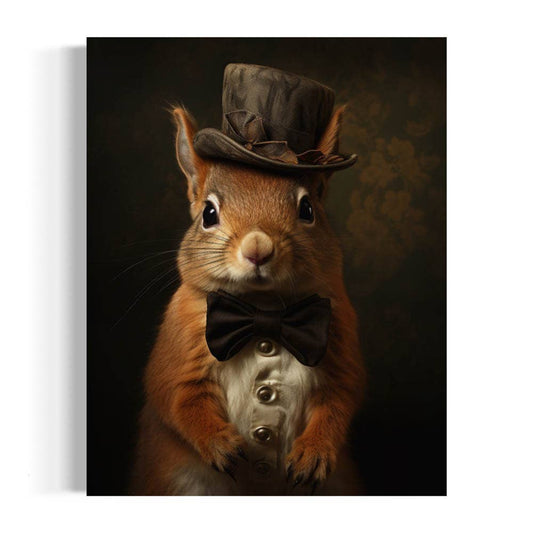 Victorian Squirrel In A Top Hat Painting Wall Art 18AS