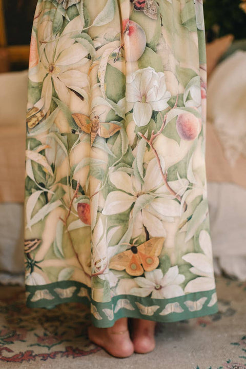 Bohéme Long Maxi Slip Dress - Fleur De Soleil with Florals