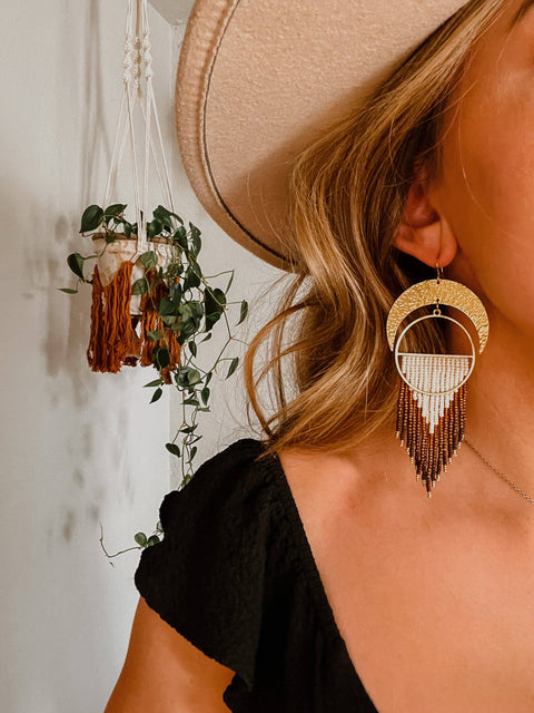 Earrings - Over the Moon Set In Topaz