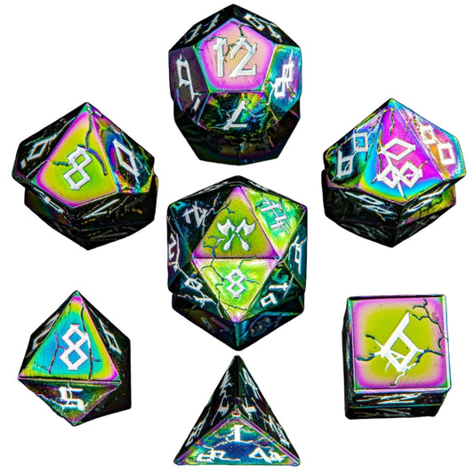 Barbarian Solid Metal Polyhedral Dice Set - Rainbow