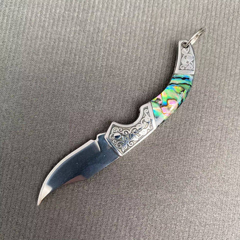 Foldable Knife - Shell Inlaid (Golden)