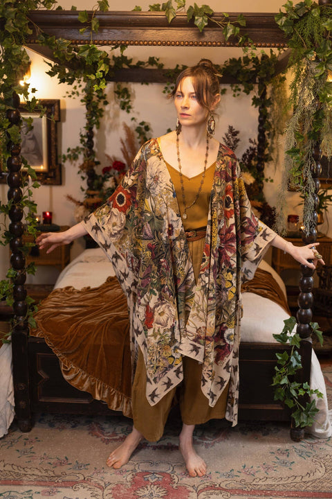 Duster Kimono - Golden Hour Goddess with Floral Print