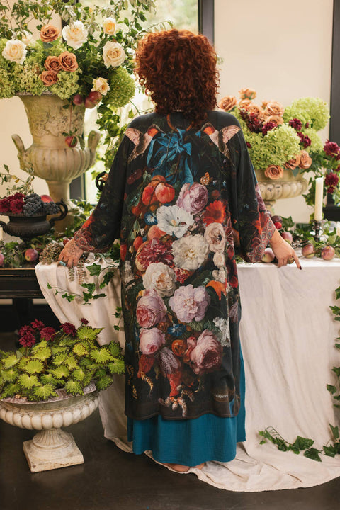 Opera Duster Kimono Robe - Flight of Fancy Hummingbird