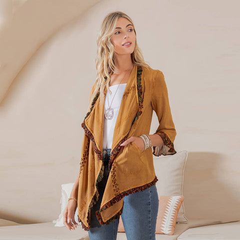 Kimono - Bohemian Elegance Stonewashed Rayon Camel