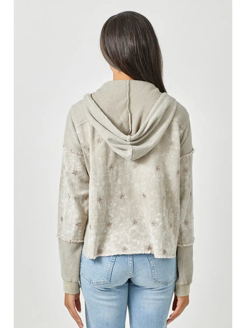 Jacket - Star Embroidery Washed Stone