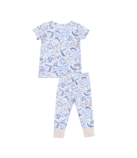 2 Piece Pajamas (Short Sleeves) - Nautical Notebook
