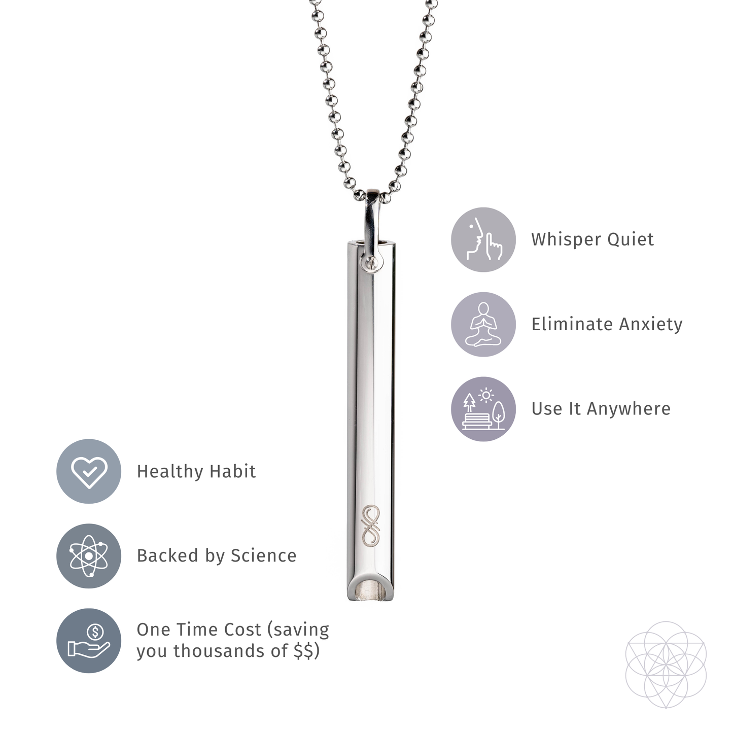 Mindfulness Breathing Necklace - Silver Cycle Breaker