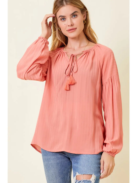 Top - Raglan Flowy Blouse Coral