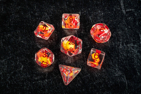 Dragon Storm Inclusion Resin Dice Set - Red Dragon