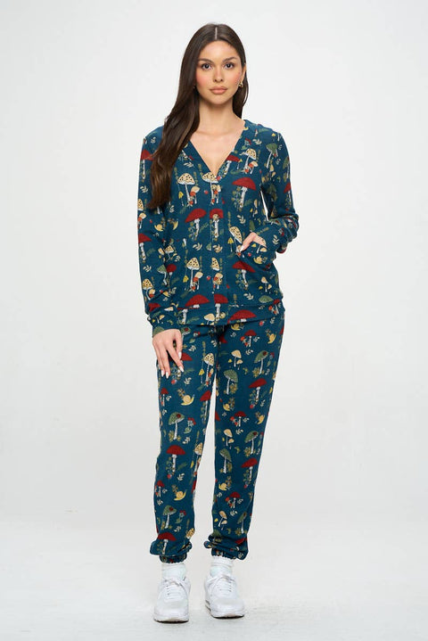 Cardigan - Mushrooms Floral + Bugs Navy