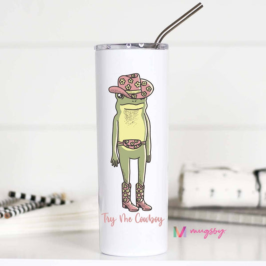 Try Me Cowboy Frog 20oz Stainless Steel Tall Travel Cup