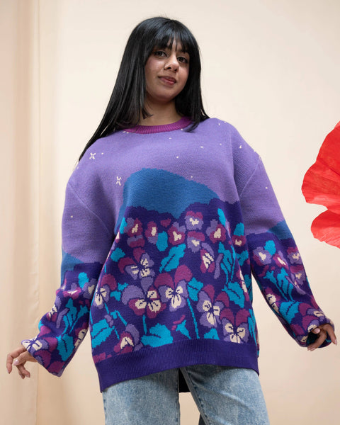 Sweater - Violet Flower