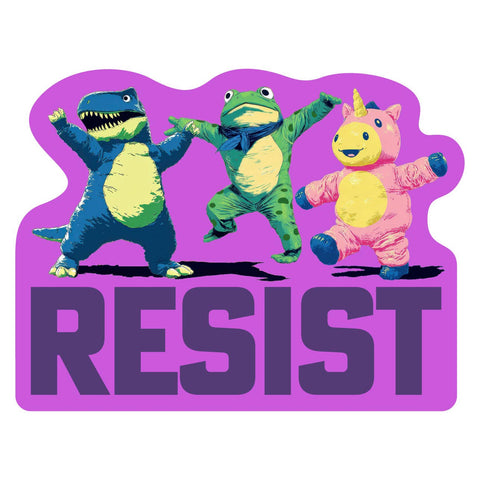 Sticker - Inflatable Frog, Dinosaur, Unicorn Resist Protest