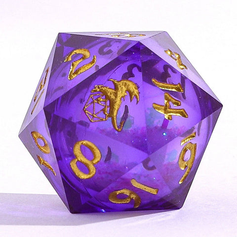 Captured Magic Sharp Edge Resin Liquid Core Dice Set - Purple Distilled Storm