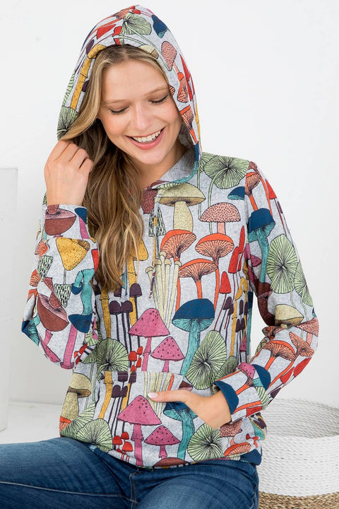 Hoodie - Whimsical Mushroom Print