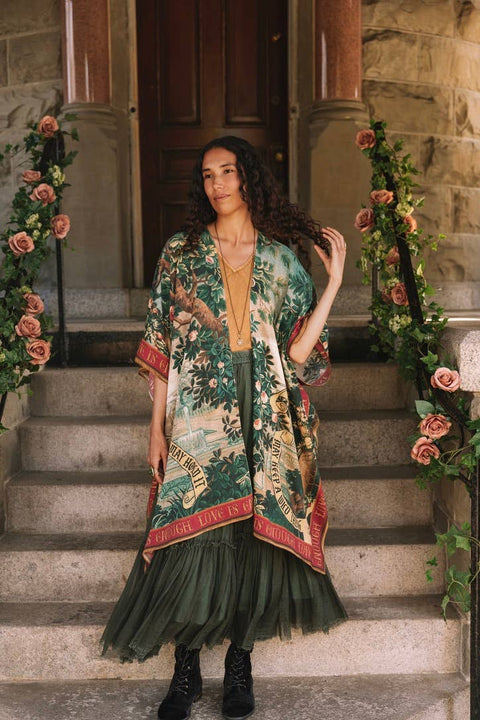 Goddess Duster Kimono - Wildheart with Florals, Unicorn & Castle