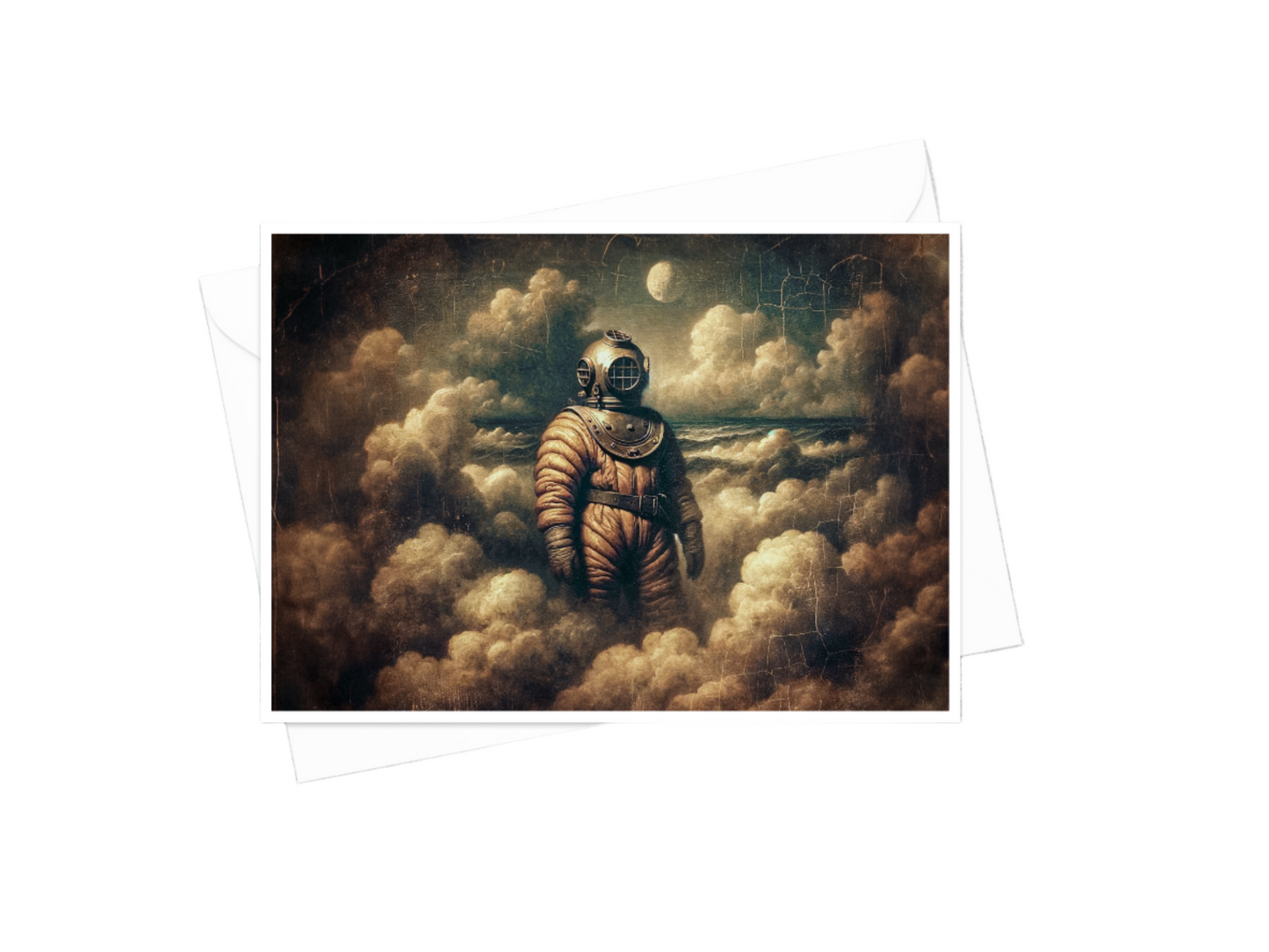 Greeting Card - Deep Sea Diver in the Night Clouds
