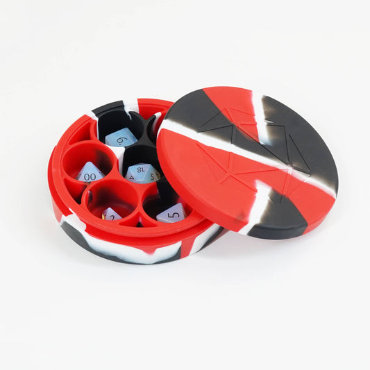 Silicone Dice Case - Black & Red Swirl