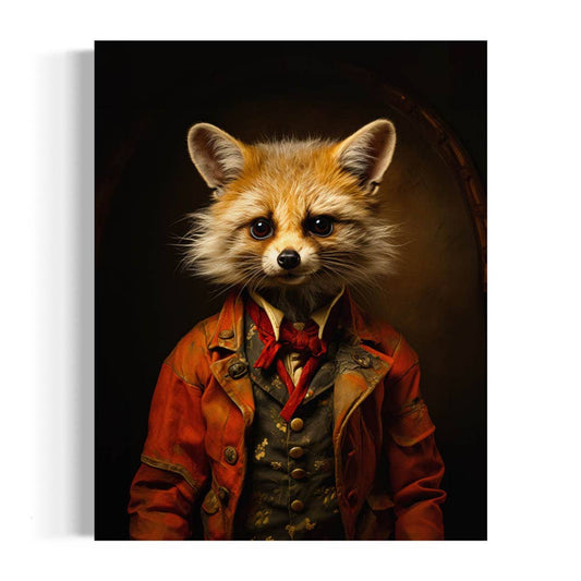 Victorian Fox Wearing a Suit Painting Wall Art 3AS