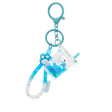 Sensory Keychain - Cute Puppy Boba Liquid Effect (Blue)