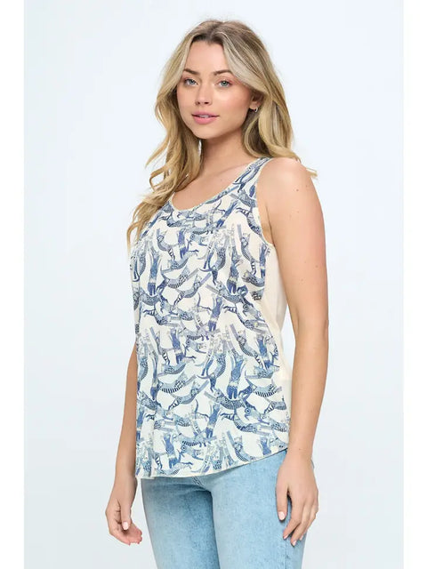Tank Top - Cat Flying Print